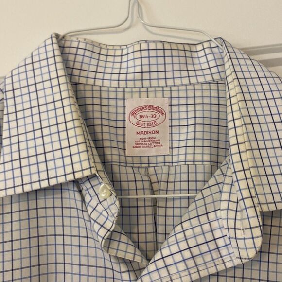 Brooks brothers blue plaid button down non iron 16 1/2-33 - Picture 3 of 5